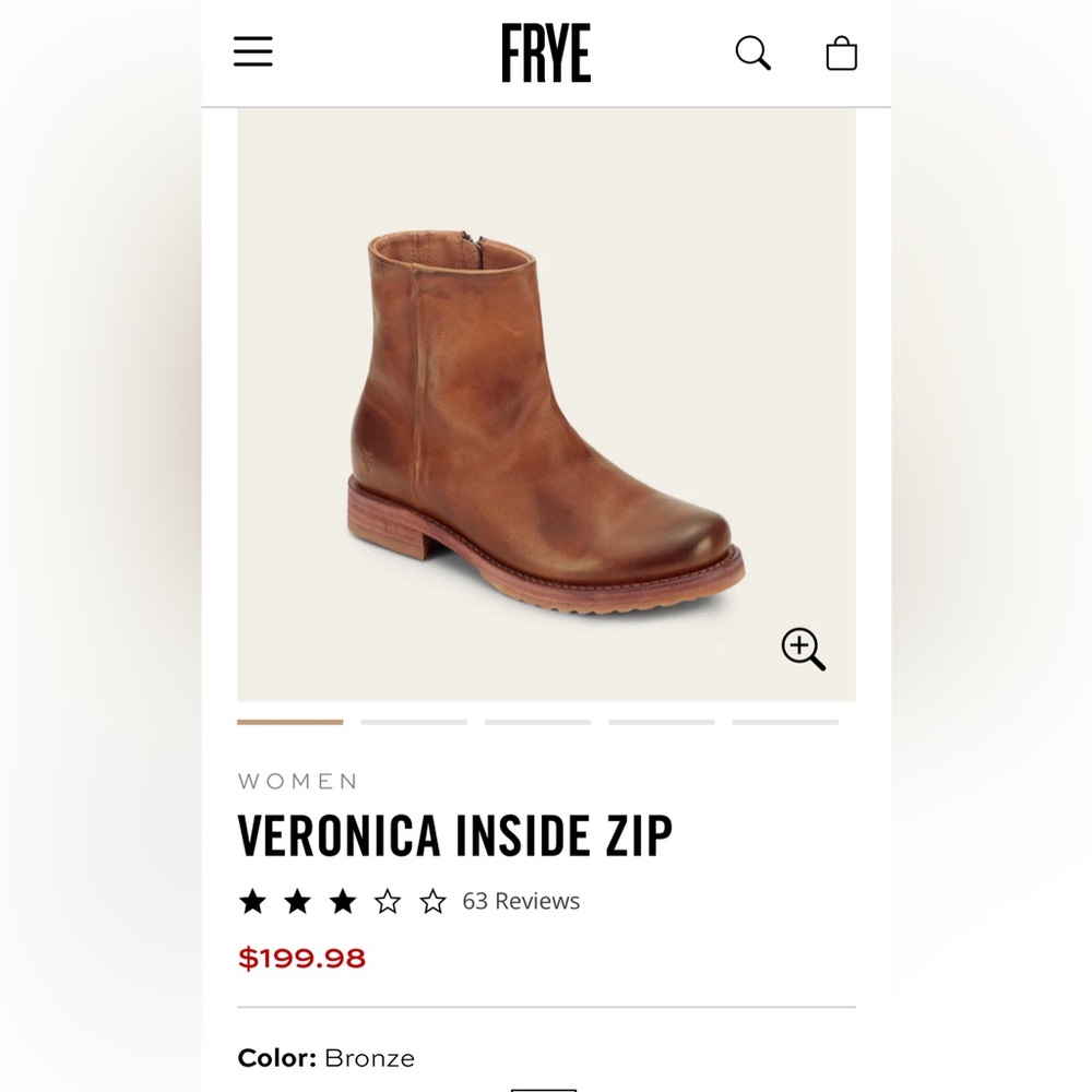 Beautiful, women’s size 11 new condition side zip Frye Veronica ankle boots